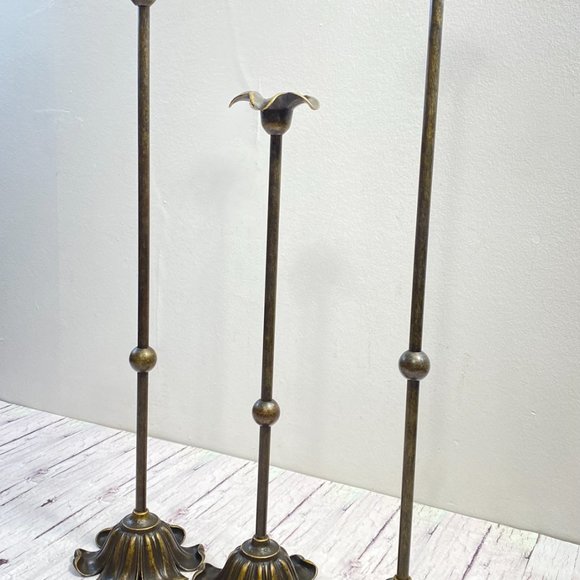 Vintage Set of 3 Candlesticks Holder Taper Brass, Candles Holder for Holiday - Picture 9 of 10